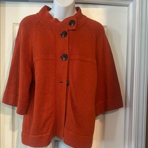 Women's Orange Button-Up Sweater